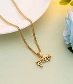 Gold color lord krishna name chain pendant