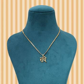Gold color shri radhe name chain pendant 2
