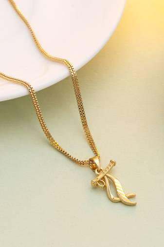 Gold color shri krishna flute design chain pendant