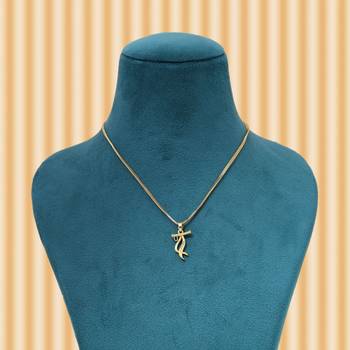 Gold color shri krishna flute design chain pendant 2