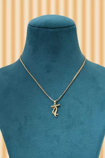 Gold color shri krishna flute design chain pendant