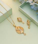 Gold color chain pendant with earring