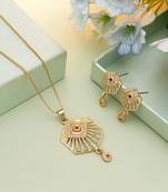 Gold color chain pendant with earring