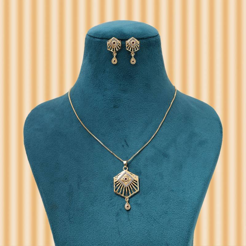 Gold color chain pendant with earring
