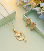 Gold color chain pendant with earring