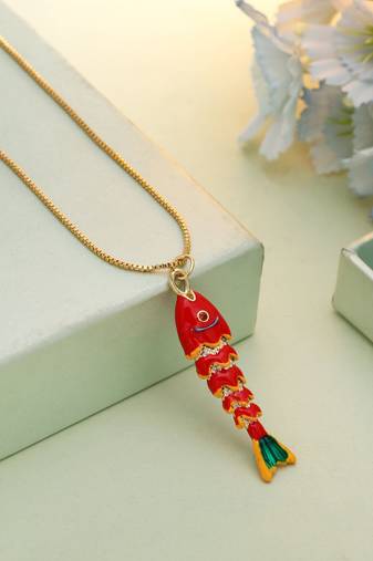 Multi color fish design chain pendant