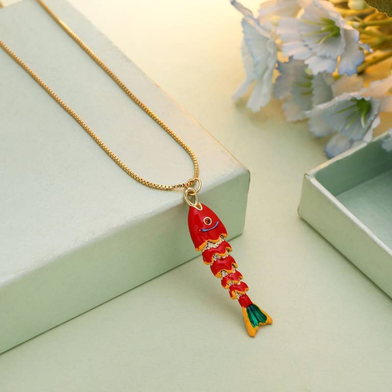 Multi color fish design chain pendant