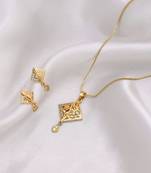 Gold color chain pendant with earring