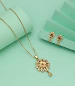 Gold color chain pendant with earring