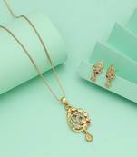Gold color chain pendant with earring