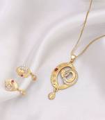 Gold color chain pendant with earring
