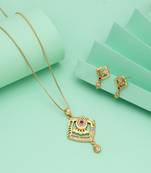 Gold color chain pendant with earring