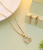 Gold color chain pendant with earring