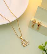 Gold color chain pendant with earring