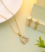 Gold color chain pendant with earring