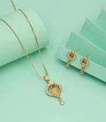 Gold color chain pendant with earring