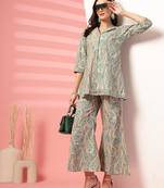 cotton sea green paisley print co-ord set
