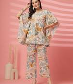 cotton mustard tropical print co-ord set