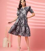 cotton black marble print dress