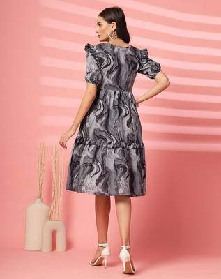 cotton black marble print dress 2