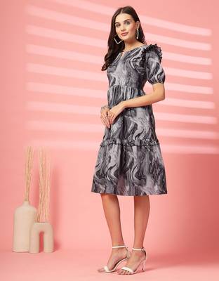 cotton black marble print dress 3