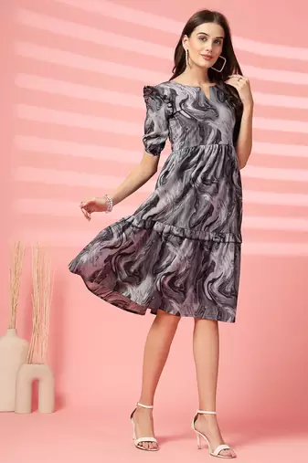 cotton black marble print dress