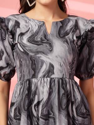 cotton black marble print dress 5