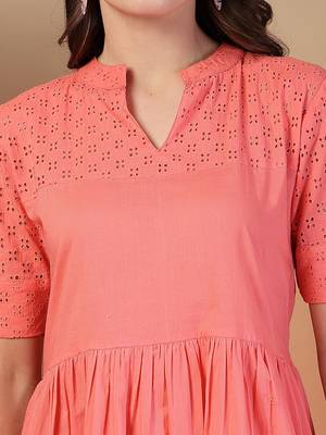 cotton schiffli solid pink dress 5