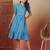 cotton schiffli solid sky blue dress