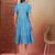 cotton schiffli solid sky blue dress