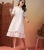 cotton schiffli solid white dress
