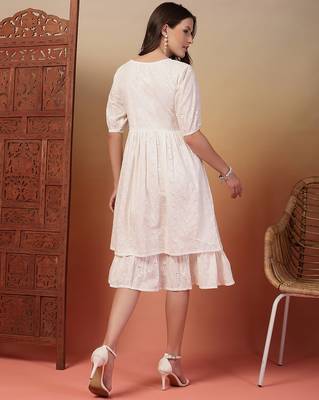 cotton schiffli solid white dress 2