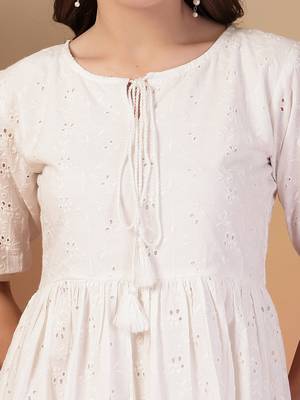 cotton schiffli solid white dress 3