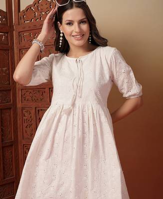 cotton schiffli solid white dress 5