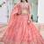 peach embroidered crushed lehenga set choli with dupatta