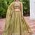 green embroidered crushed lehenga set choli with dupatta
