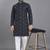 Navy blue weaving linen cotton straight kurta