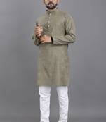 Grey weaving linen cotton straight kurta