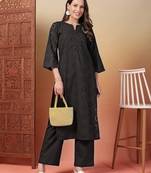 black cotton solid kurta set