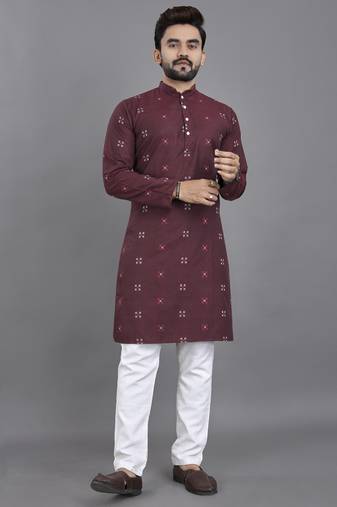 Purple weaving linen cotton straight kurta