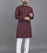 Purple weaving linen cotton straight kurta