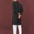 Black embroidered silk straight kurta