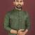 Dark green embroidered silk straight kurta