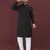 Black embroidered silk straight kurta