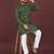 Green embroidered silk straight kurta