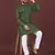 Green embroidered silk straight kurta