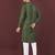 Green embroidered silk straight kurta