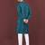 Teal embroidered silk straight kurta