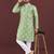Green embroidered silk straight kurta