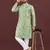 Green embroidered silk straight kurta